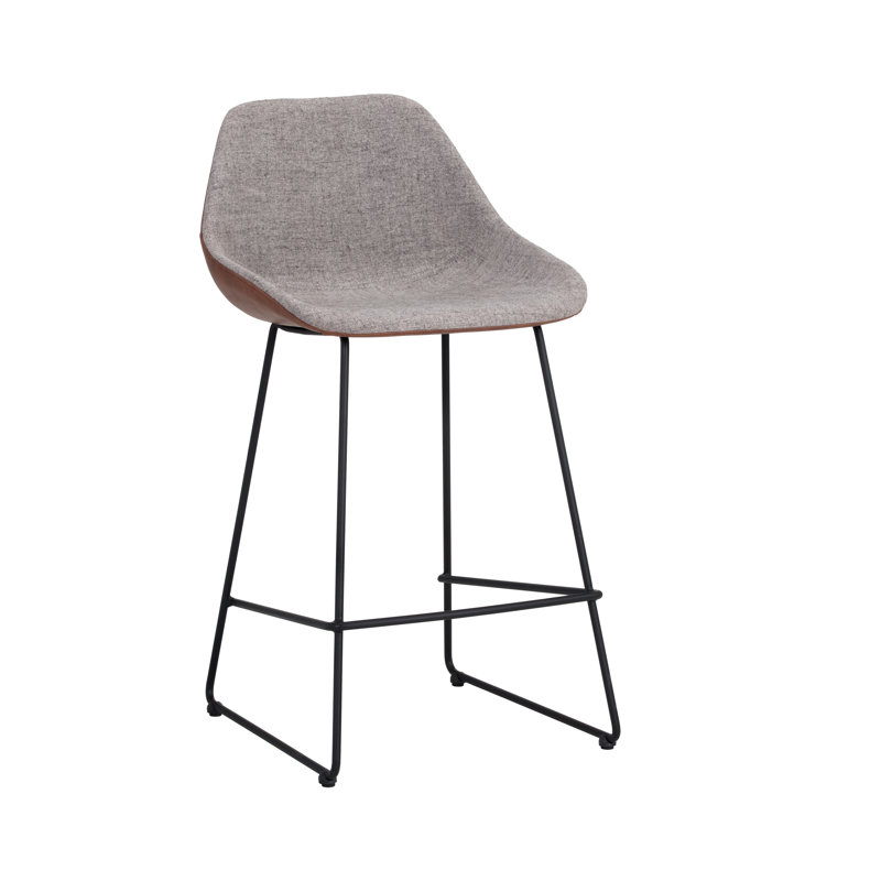 Mccoy Upholstered Stool with Solid Wood Frame, Antique Brown Faux Leather, Counter Stool (26.5" Seat Height)