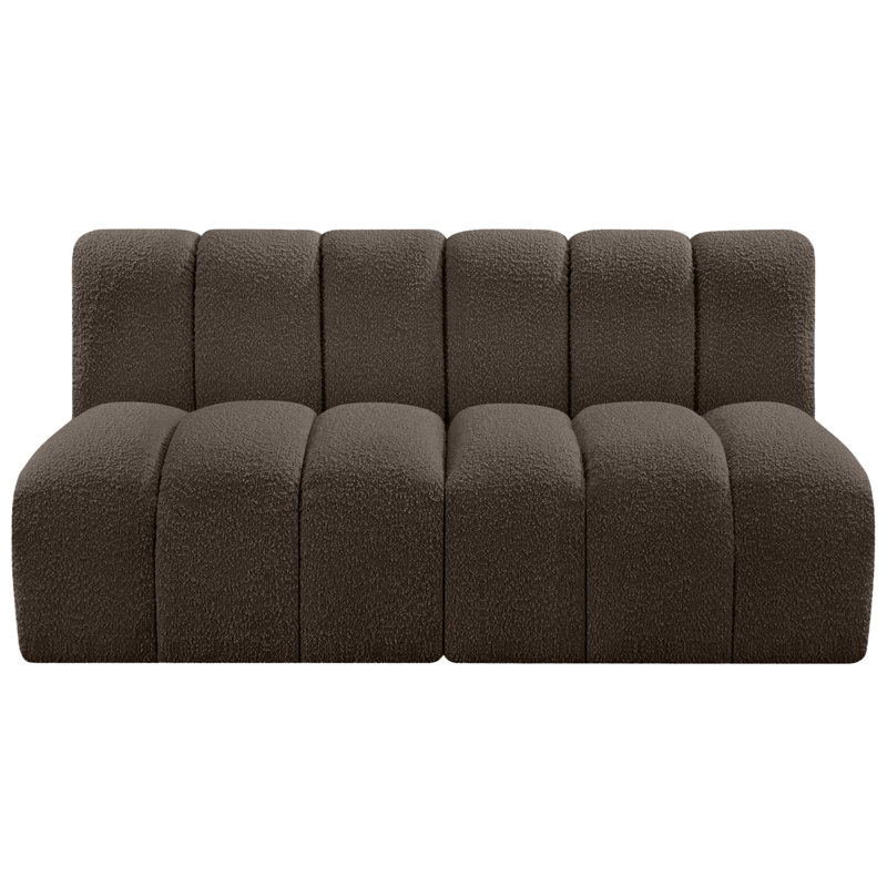 Hiral Upholstered Sectional Reversible, Brown Boucle Fabric