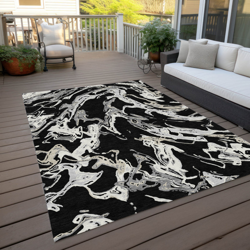 Tapis intérieur / extérieur noir lavable Lani , 3 pi x 5 pi