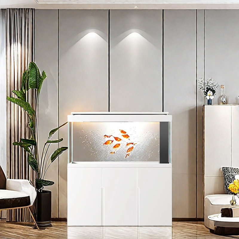 Minimalist Modern Rectangular Eco Aquarium Tank, 170 Gallon (61.8" H x 59" W x 23.6" D), White