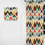 Mid Century Geometric Blue And Beige Pattern - Abstract Geometric Room Darkening Curtain - 1 Panels-107599486