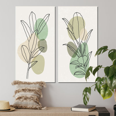 Ensemble de 2 peintures abstraites botaniques vertes V