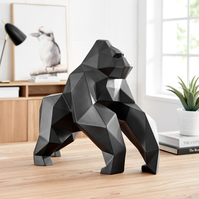 Sculpture géométrique singe / blanc mat