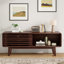 Meuble télé Mid-Modern Century pour téléviseur de 59 po ou moins avec porte coulissante et armoire de rangement, idéal pour le salon et la chambre à coucher-55030699