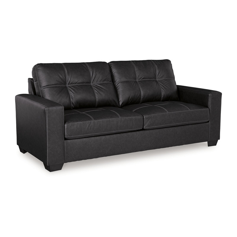 Canapé Barl, similicuir riche capitonné doux de style moderne 85 pouces, Noir, noir, noir, noir