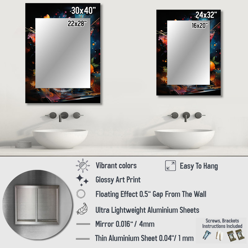 Cocktail Cocktail Confetti II - miroir à cocktail, 32 po x 24 po
