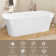 Acrylic White Bathtub 67'' x 30.7'' Freestanding Slipper Soaking Rectangular Tub with Overflow Center Drain