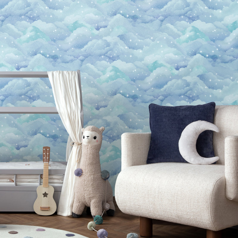 Dreamland 10.05m x 53cm Glitter Wallpaper Roll, Blue