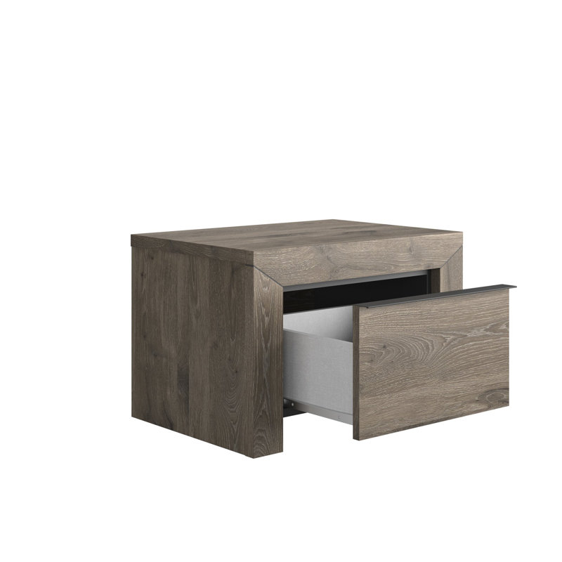 Rio 57cm W Manufactured Wood Bedside Table, Viking Brown Oak