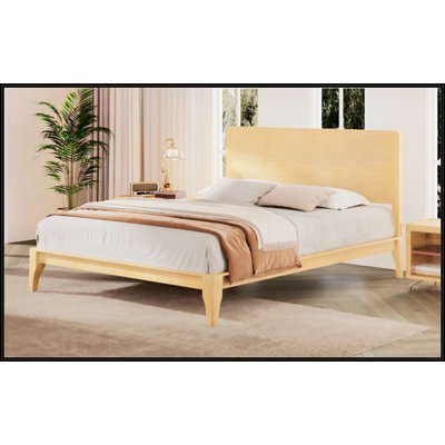 Lit plateforme en bois de bambou Mid-Century