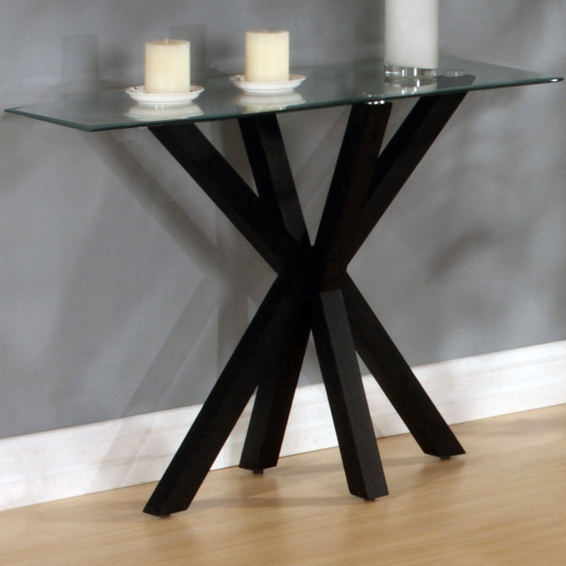 Lola 100cm Glass Top Console Table, Black