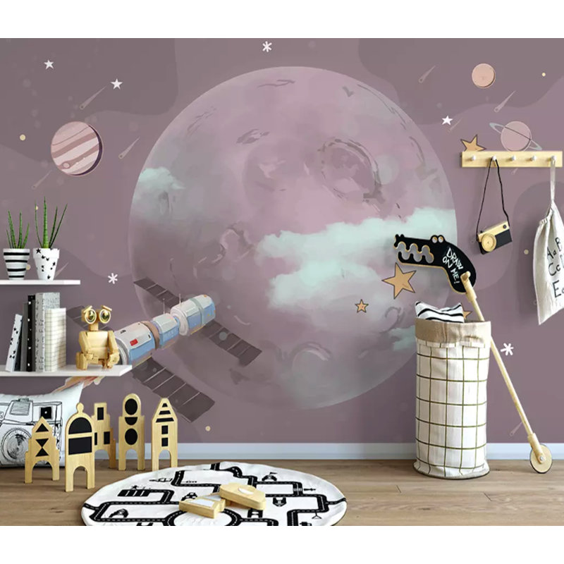 Papier peint amovible pour enfants Planètes et espace, L 35,04 po x l 55 po