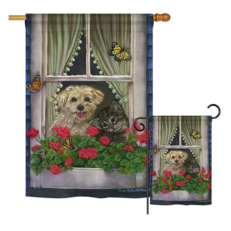 Très fidèlement la nature des animaux de polyester de 2 côtés 40 x 28 po ensemble de drapeau