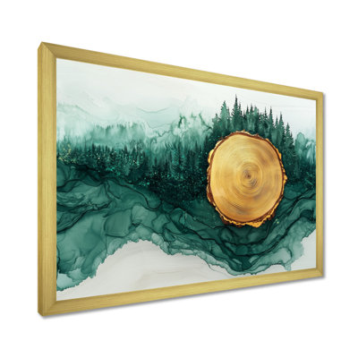 Forêt d'hiver avec paysage de rivière Emerald III - art mural forêt