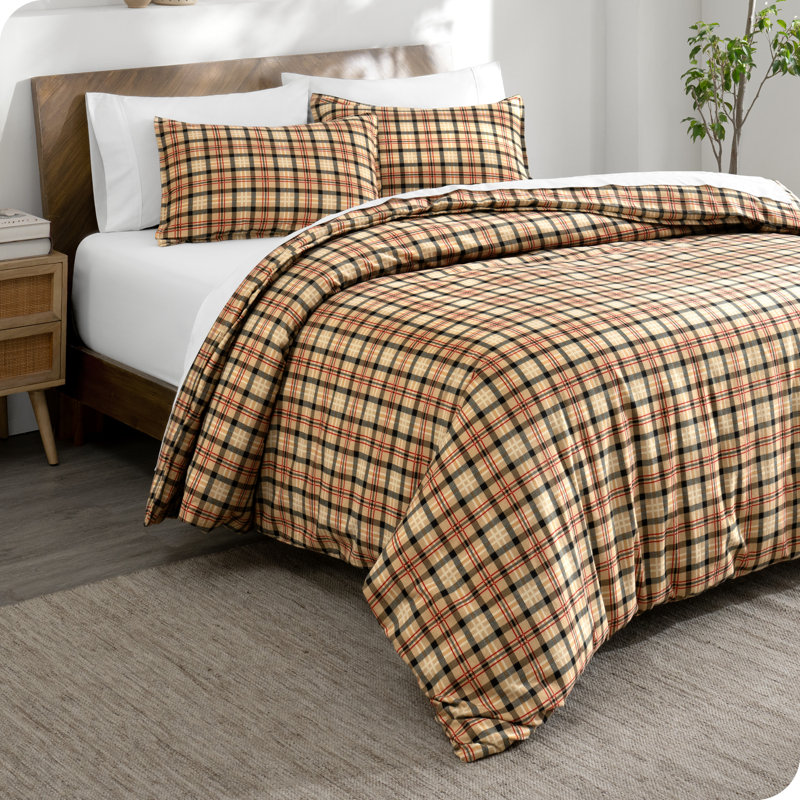 Twin/Twin XL Gray Cotton Flannel Duvet Cover Set