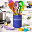 Ensemble d'ustensiles de cuisine de cuisine, ensemble de 33 ustensiles de cuisine antiadhésifs en silicone avec support, ensemble d'ustensiles de cuisine en silicone à poignée en bois (coloré)-127917358