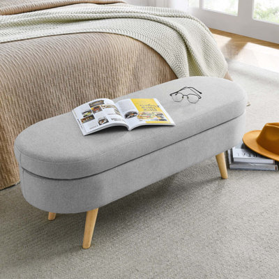 Banc de rangement repose-pieds ovale, banc pour chambre à coucher