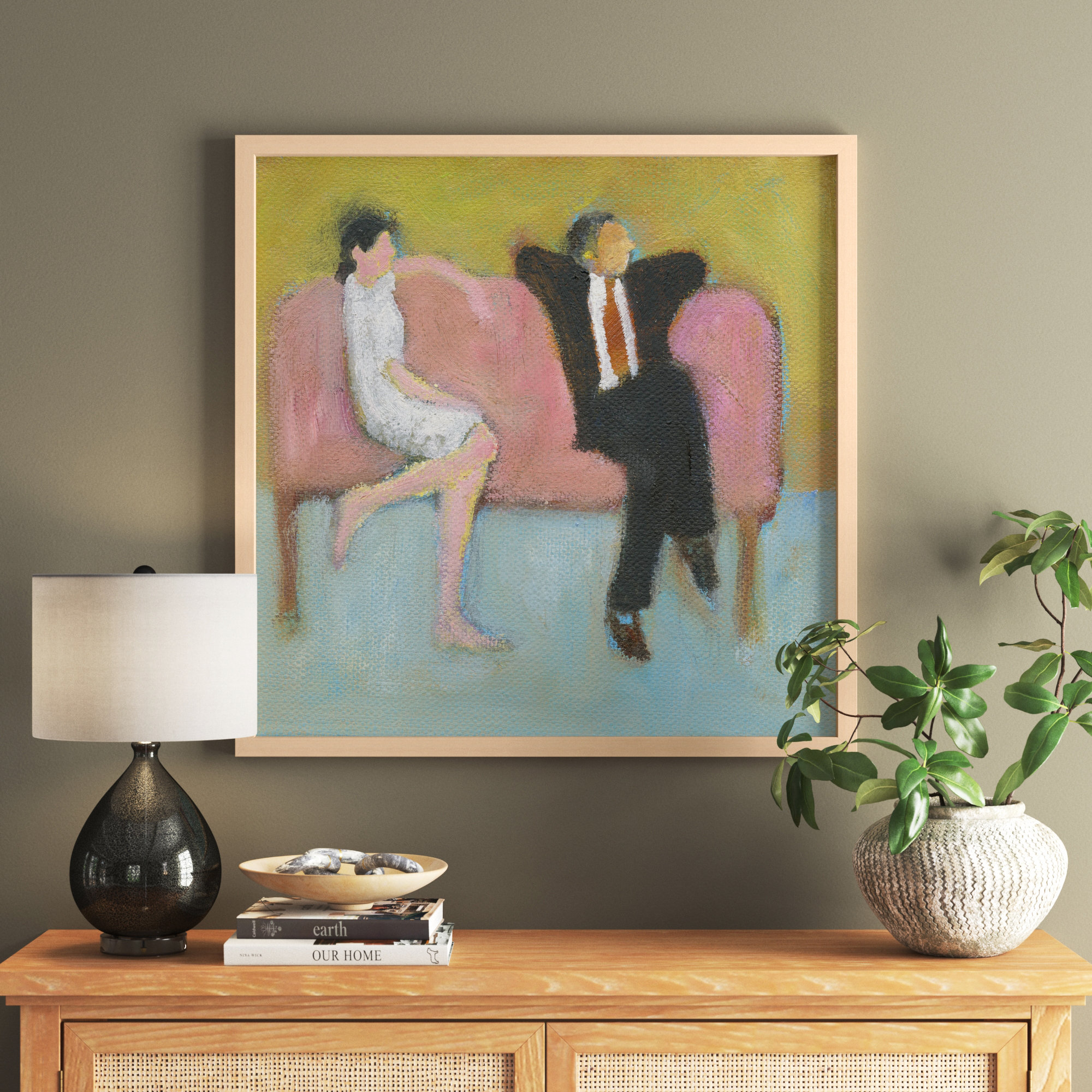The Pink Couch by Simon Schneiderman, Brown, 16" H x 16" W x 1.25" D