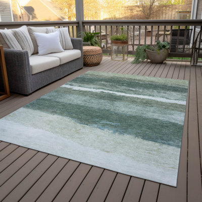 Machine Washable Indoor/Outdoor Arline ACN2169 Striped Rug