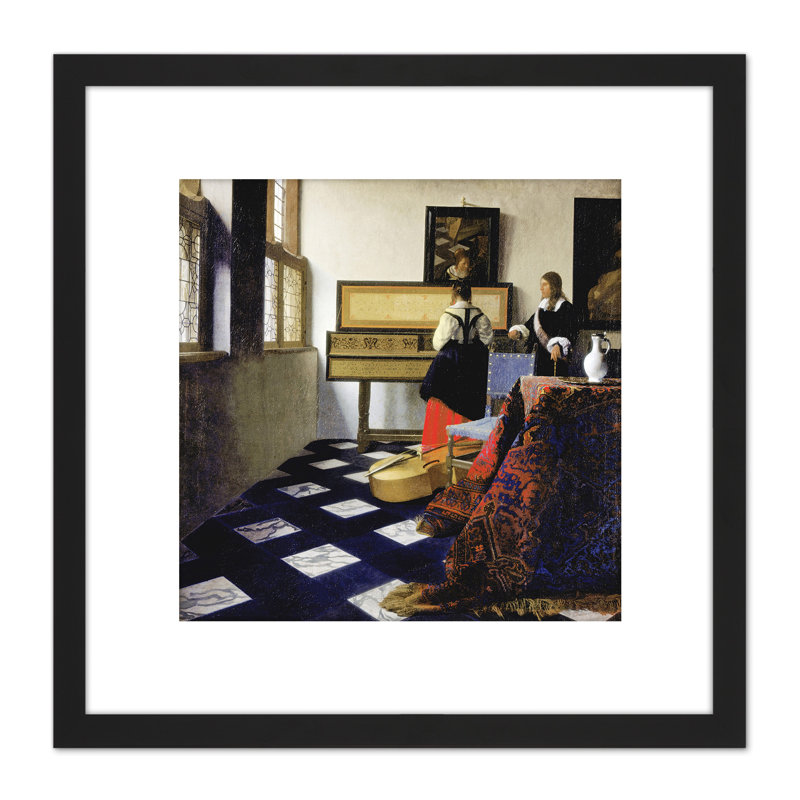 Vermeer Lady Virginal Gentleman Music Lesson Painting by Johannes Vermeer - Single Picture Frame Print