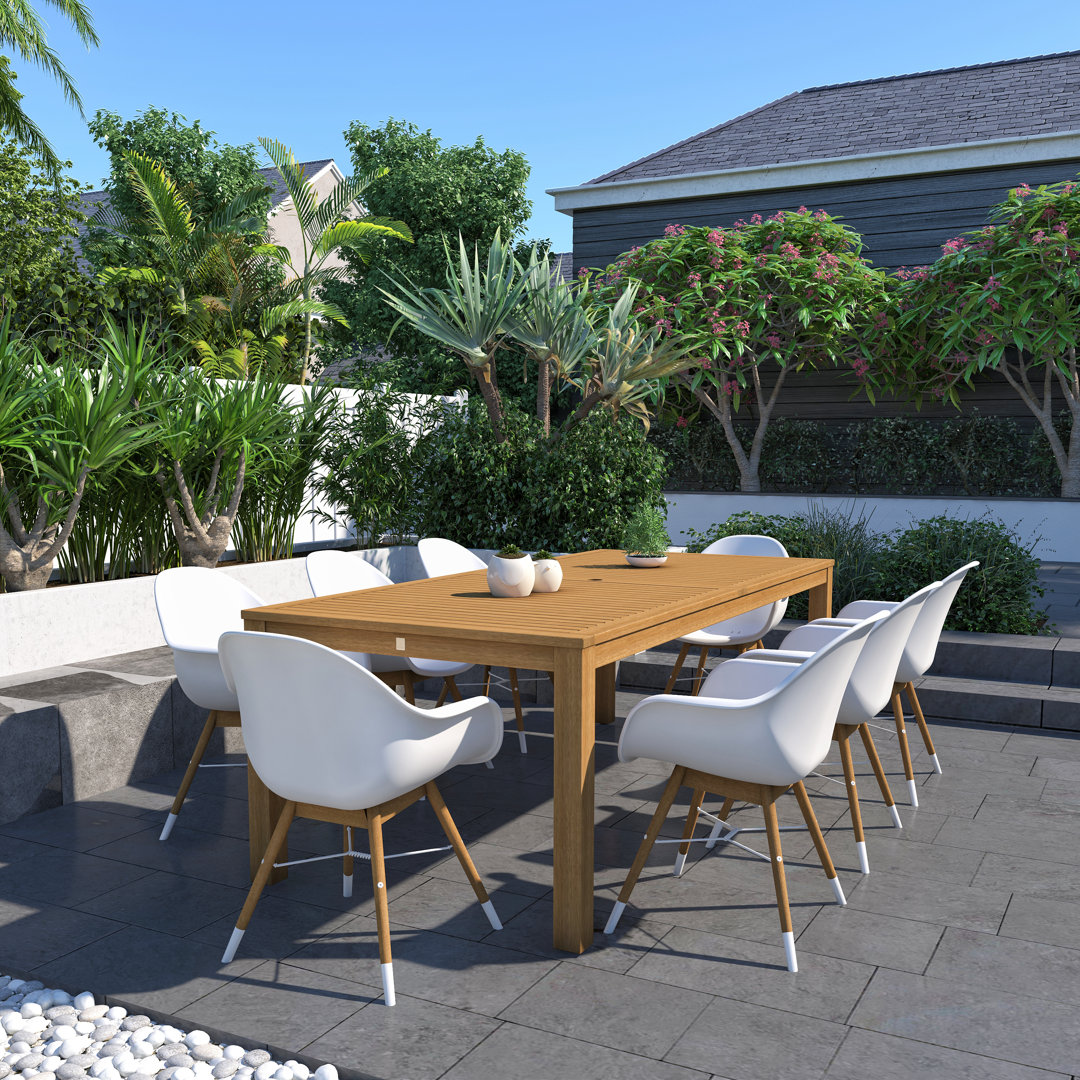 Anautica 8 - Person Wood Patio Dining Set with Rectangular Table Lark Manor™