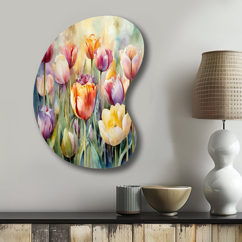 Mallette - tulipe asymétrique en métal, sculpture murale en métal de forme unique, H 31 po x l 22 po