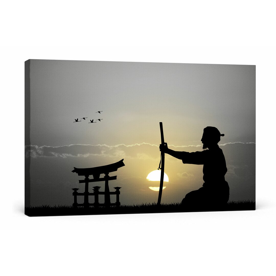 Leinwandbild Samurai-Meister vor Horizont