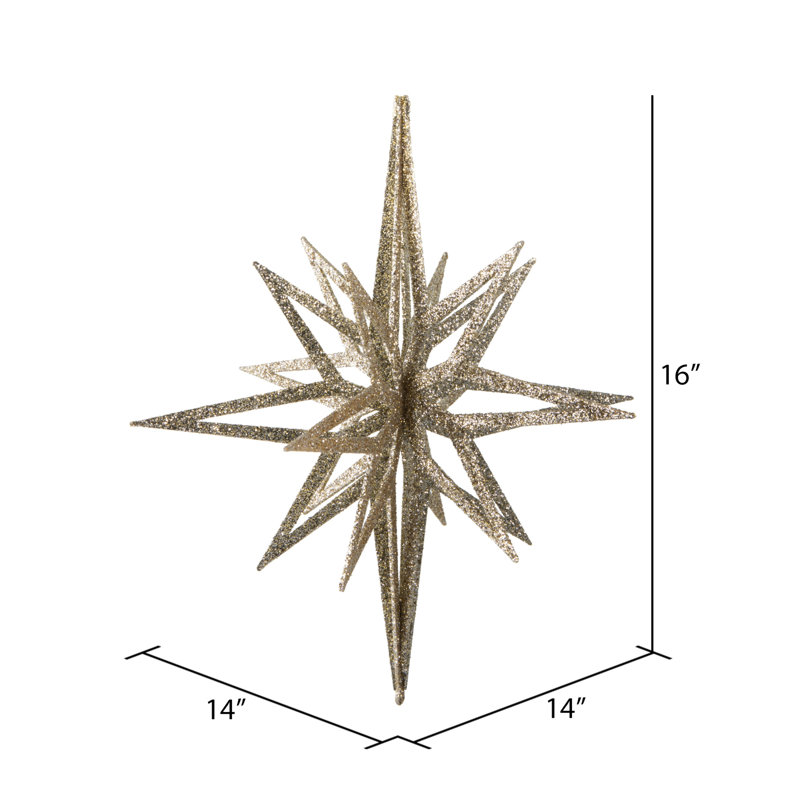 Ornement étoile scintillante Vickerman 3D, Champagne, H 16 po x l 14 po x P 14 po
