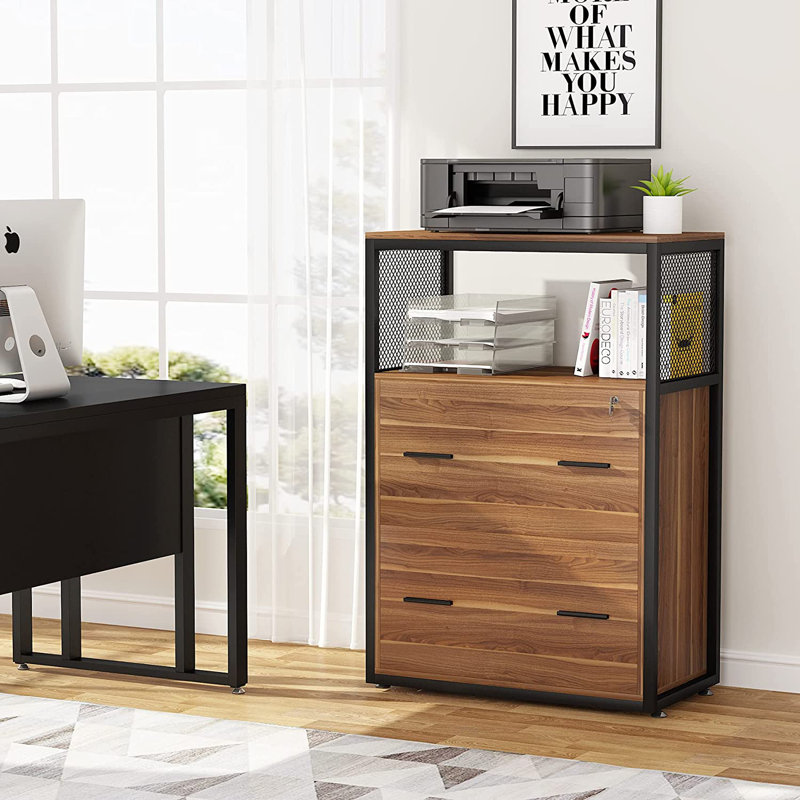 23.6'' Wide 2 -Drawer File Cabinet, Brown/Black