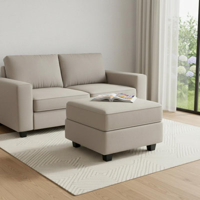 Repose-pieds de rangement en microfibre 26 po gris et noir