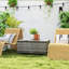 Rattan Coffee Table with Tempered Glass Top Garden Patio, Grey