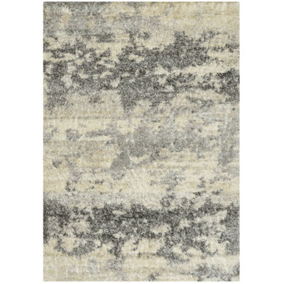 Tapis ivoire / gris tissé à la machine Sairam