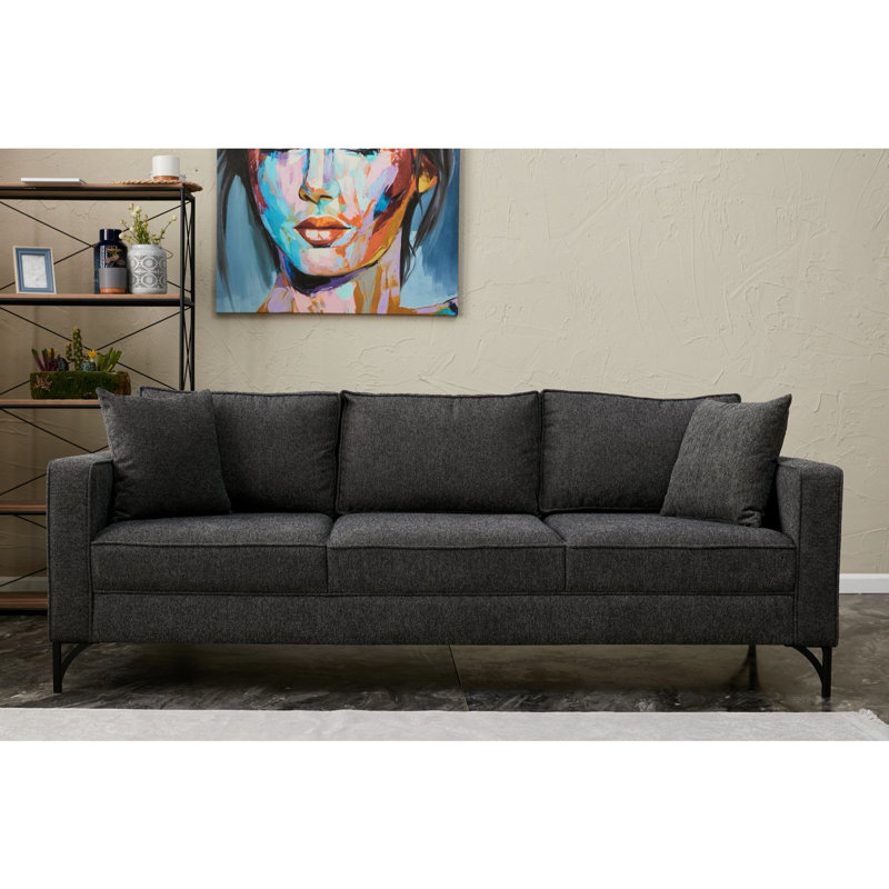Canapé 86,6 po, 100 % polyester anthracite, Noir