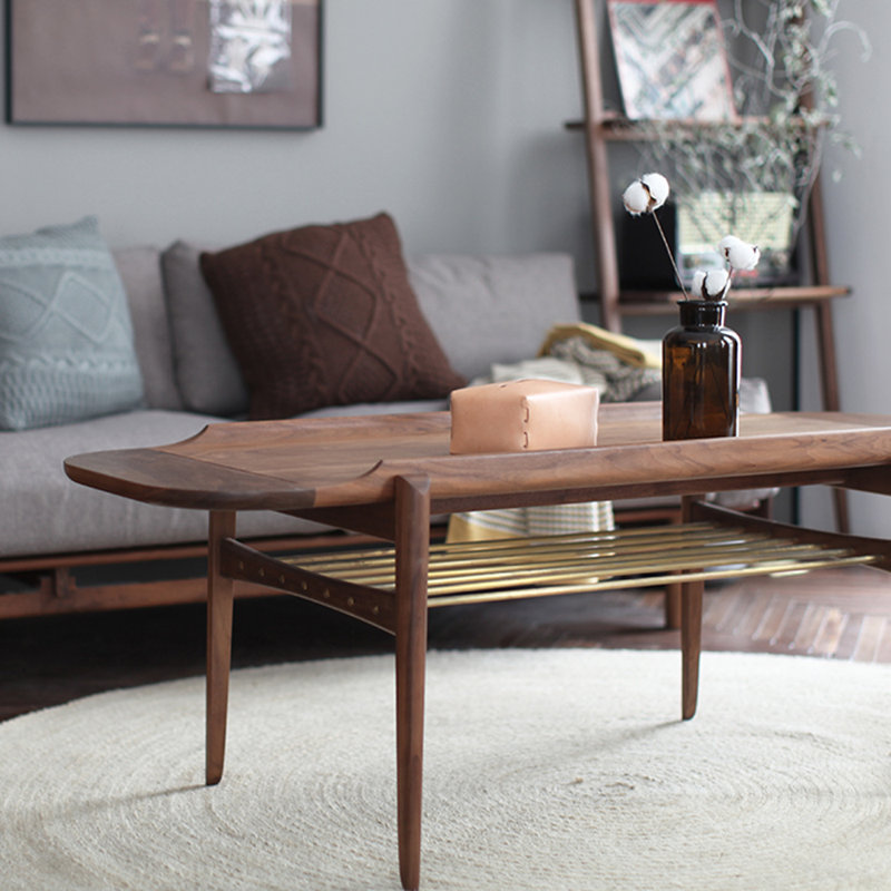 Table basse ovale minimaliste moderne, Brun