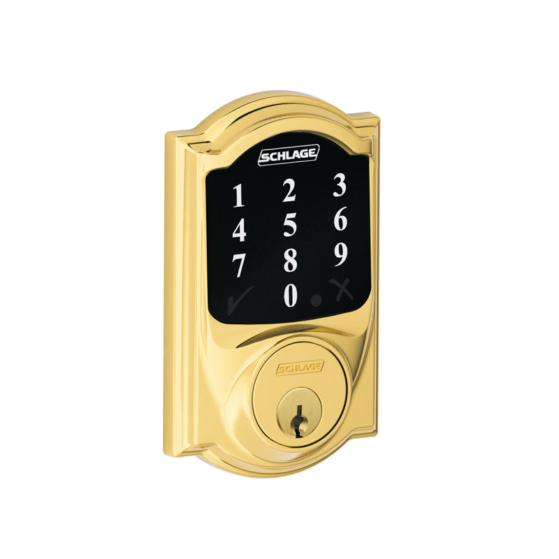 Single Cylinder Keyless Electronic Deadbolt, Bright Brass