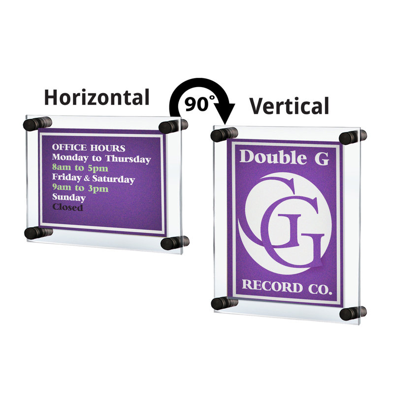 Floating Acrylic Wall Frame with Black Stand Off Caps: 24" x 36" Graphic Size, Overall Frame Size: 28" x 40"