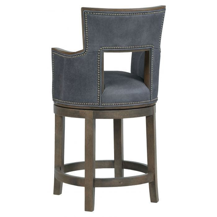Sidecar Swivel Upholstered Counter Stool with Solid Wood Frame, Bar Stool (30" Seat Height), Walnut, Pewter (9953 65)
