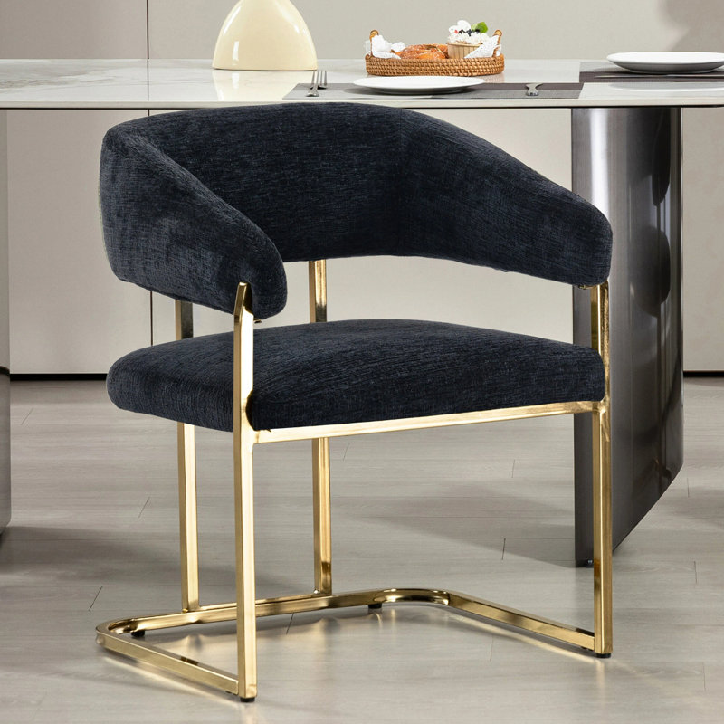 Chaise de salle à manger rembourrée avec cadre 22 po Modern, Noir