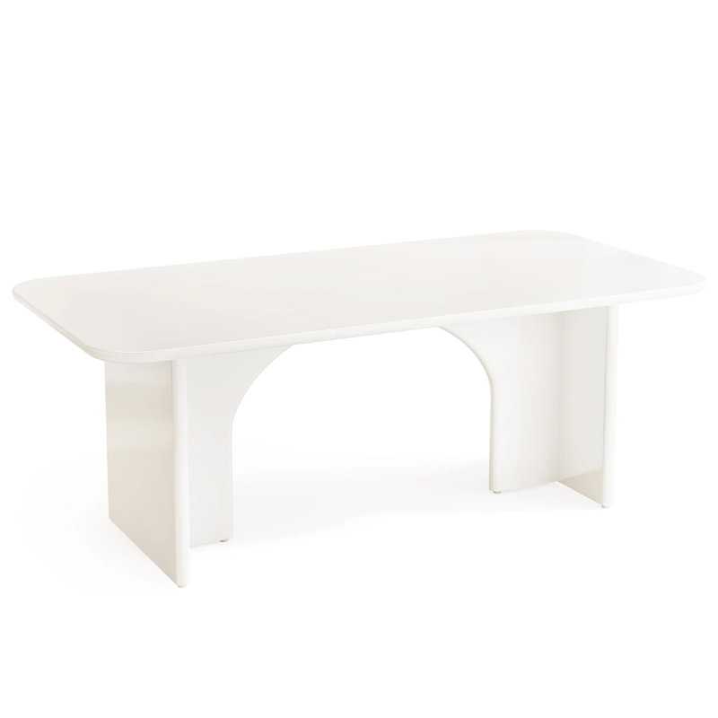Slatington Rectangular 31.5'' L x 63'' W White Dining Table for 4-6 People, 63" Large Rectangle Kitchen Table with Arch Design Legs, Dinner Table Kitchen & Dining Room Furniture