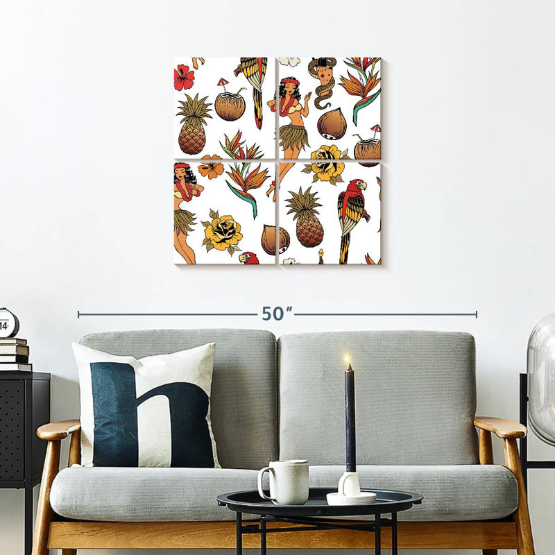 Motif hawaïen tropical Kerner, H 26 po x l 26 po