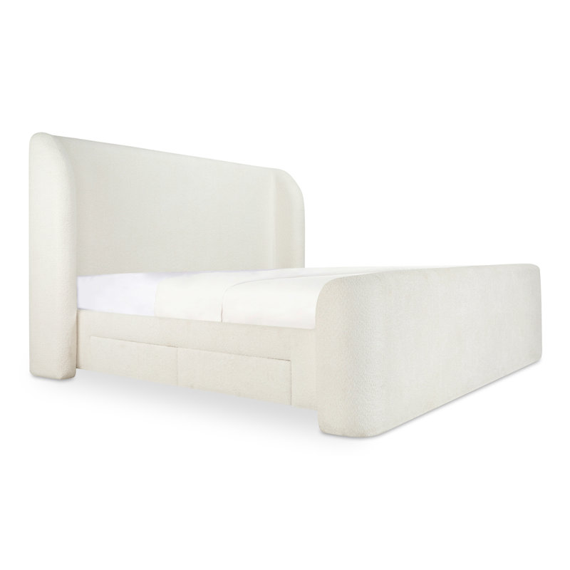 Lit avec rangement Novi Lizzie, Grand, Crème Boucle