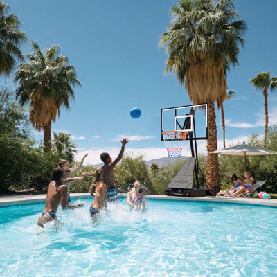 Portable Basketball Hoop with 44"W Backboard Outdoor, Adjustable Height Basketball Goal System