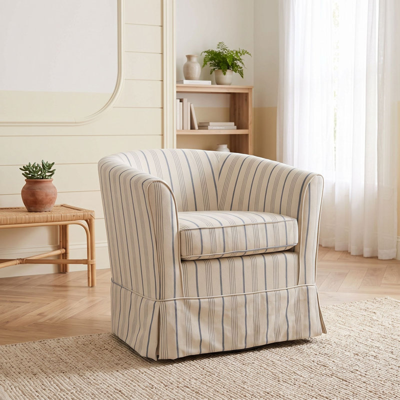 Fauteuil club pivotant en tissu avec base en métal pour salon