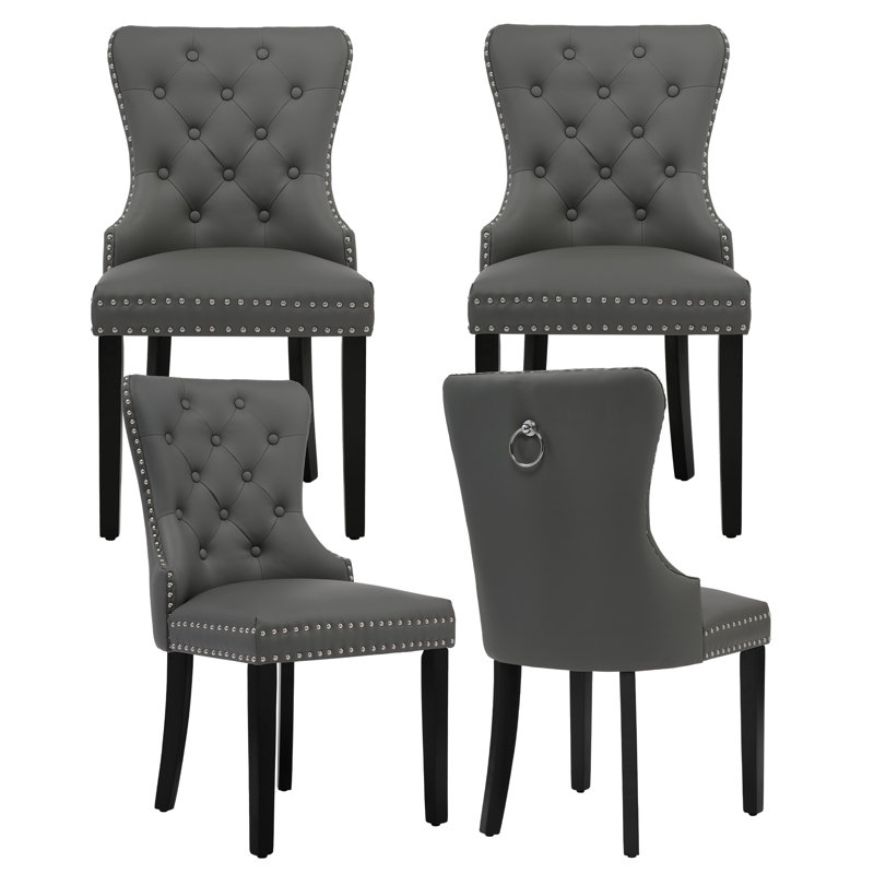 Chaises de salle à manger en polyuréthane avec anneau de traction, Gris