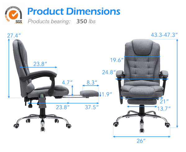 Inbox Zero Katrein Ergonomic Heated Massage Executive Chair