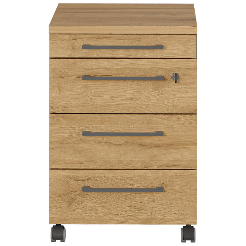 Miabella 41cm Wide 4 -Drawer Mobile File Cabinet, Graphite/Oak