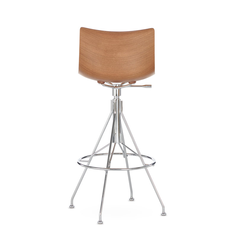 C.Koya Stool, Dark wood, Chrome
