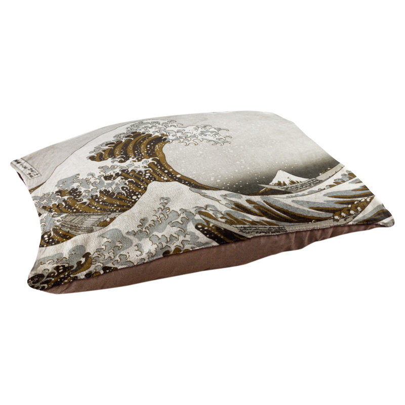 Oreiller the great wave dog Burkart, Grand (H 14 po x l 42,5 po x P 32,5 po), Gris / Brun