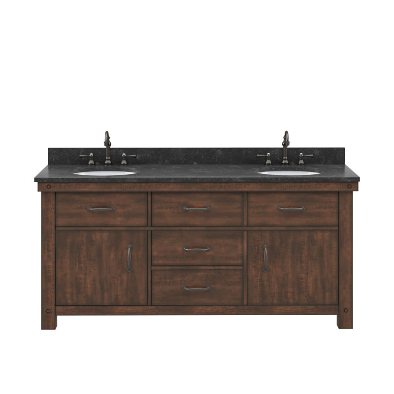 Aberdeen 72" Bath Vanity with Mirror, Carrara White, Rostic Sienna, Faucet Included