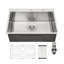 Évier de cuisine 28 po x 22 po x 10 po à cuve simple encastrable en acier inoxydable de calibre 16 28 po